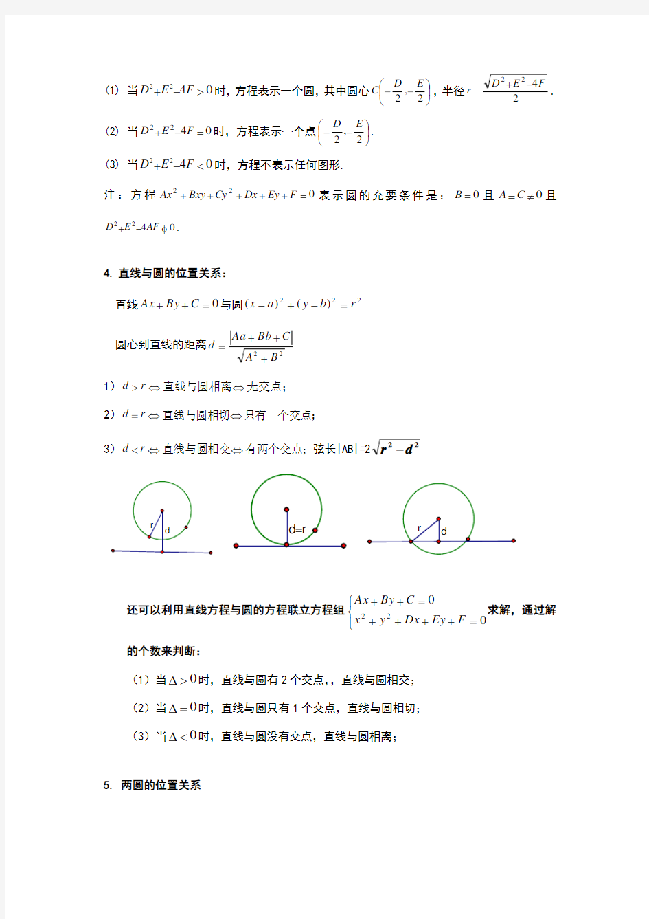 圆方程知识点总结典型例题