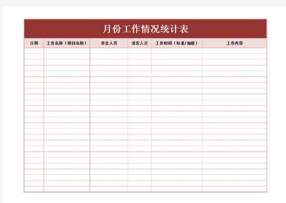 月份工作情况统计表