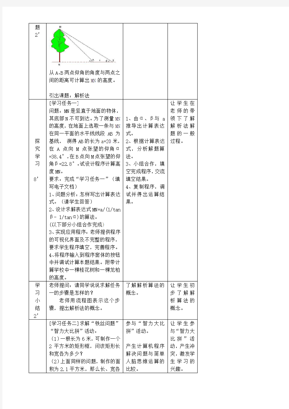 高中信息技术算法与程序设计教案沪教版选修1