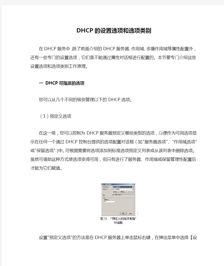 DHCP的设置选项和选项类别