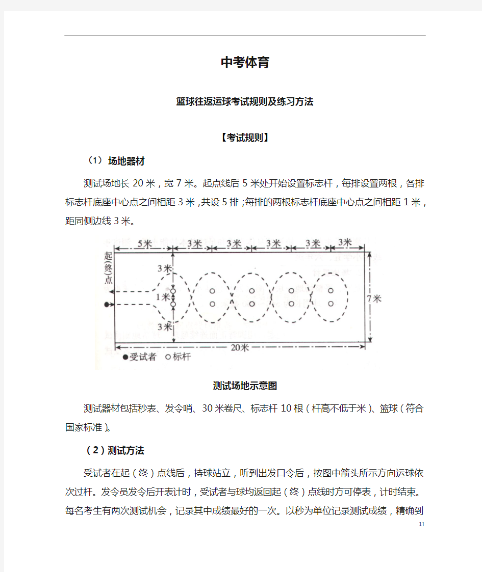 中考体育篮球运球考试规则及练习方法(附场地图)