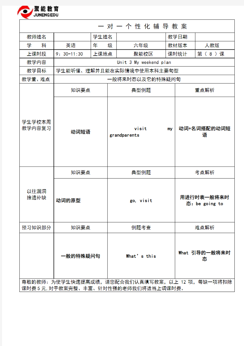 一对一英语辅导教案