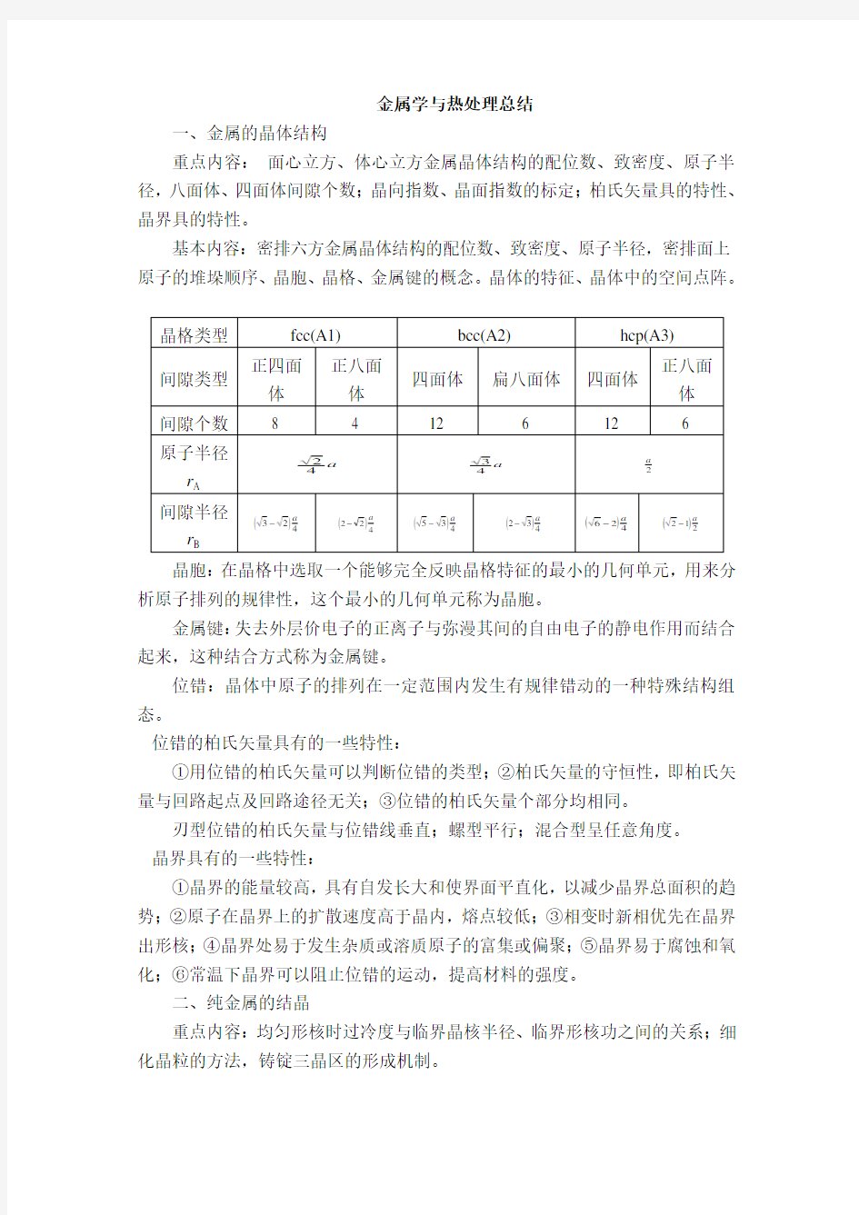 材料科学基础考研知识点总结