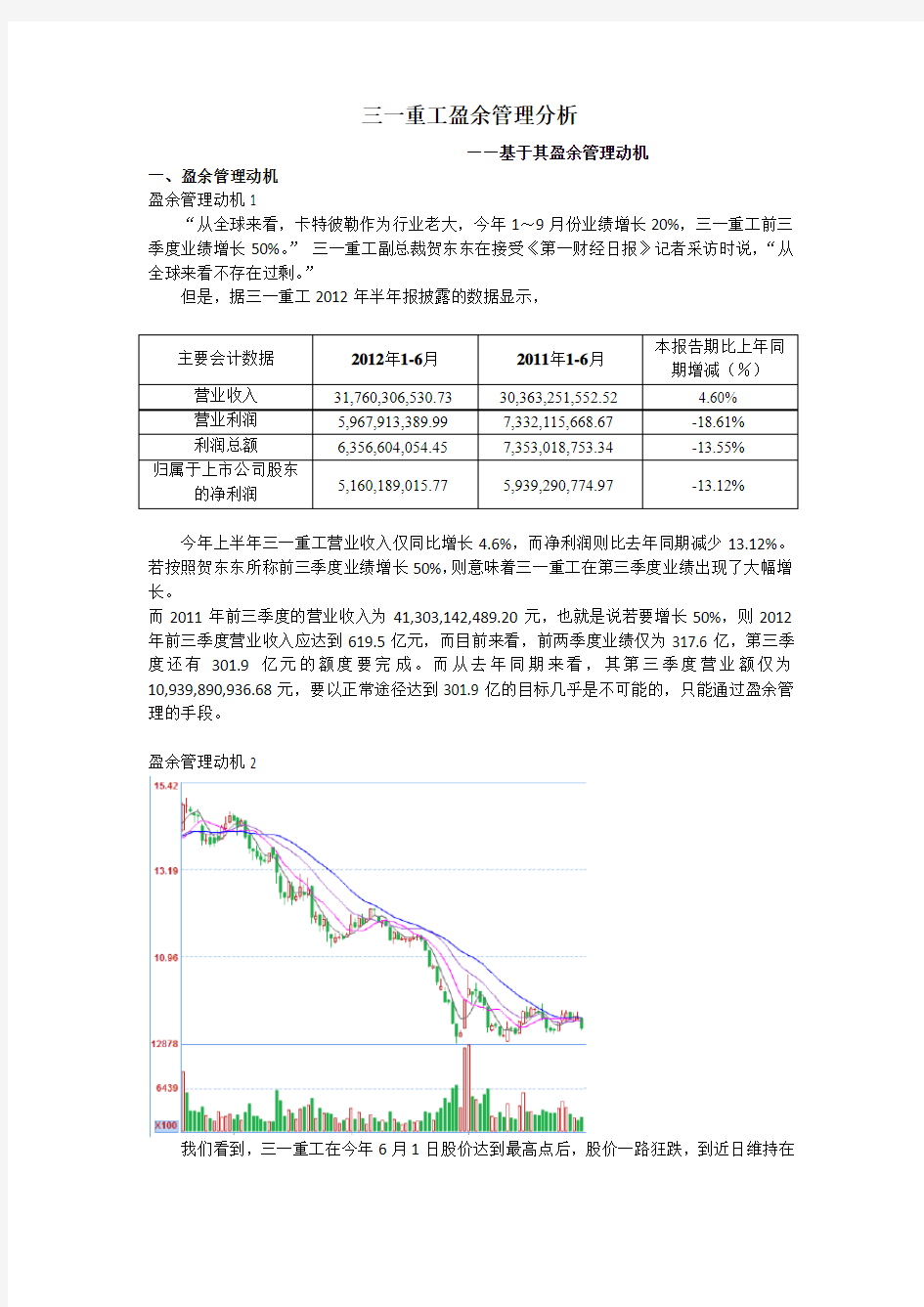 三一重工盈余管理