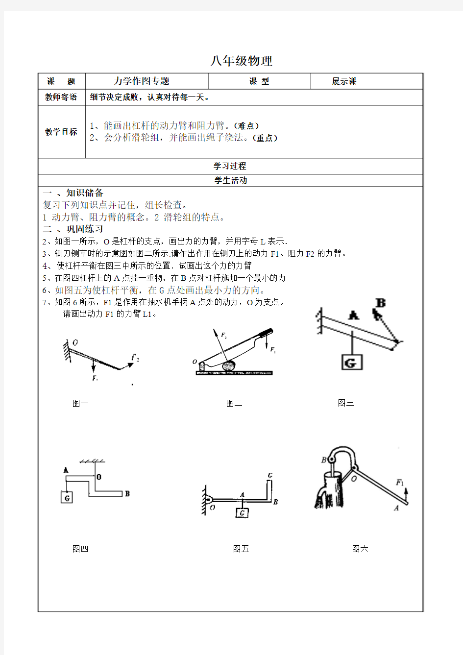 杠杆及滑轮组作图