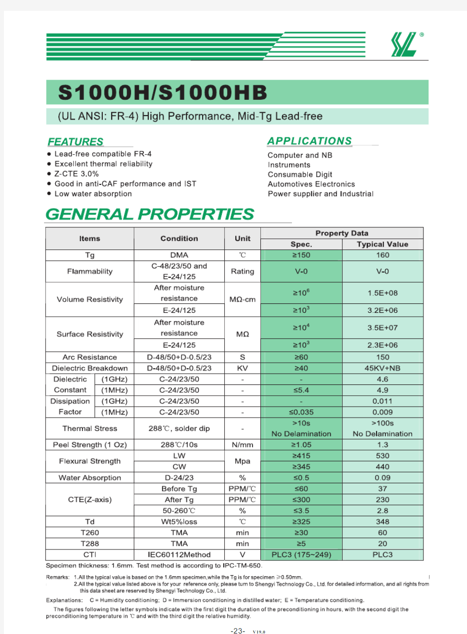 S1000H—FR4板材资料