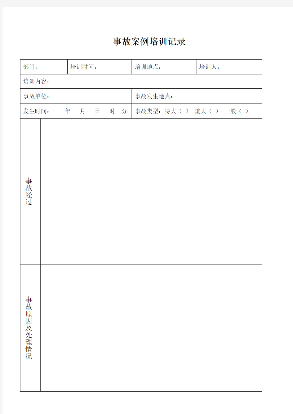 事故案例培训记录