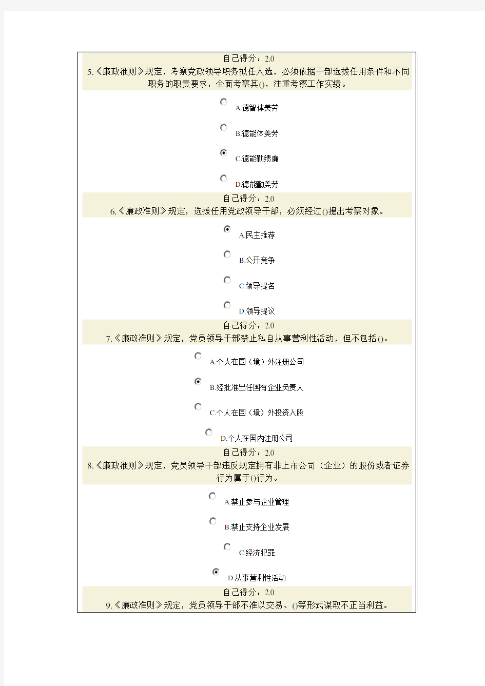 广西公务员网络学习公务员廉洁从政、廉洁奉公考试满分试卷.doc