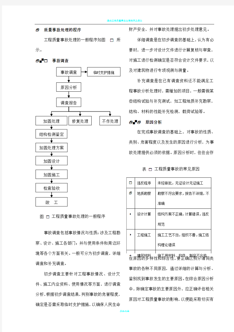 建筑工程质量事故处理程序及原则方法