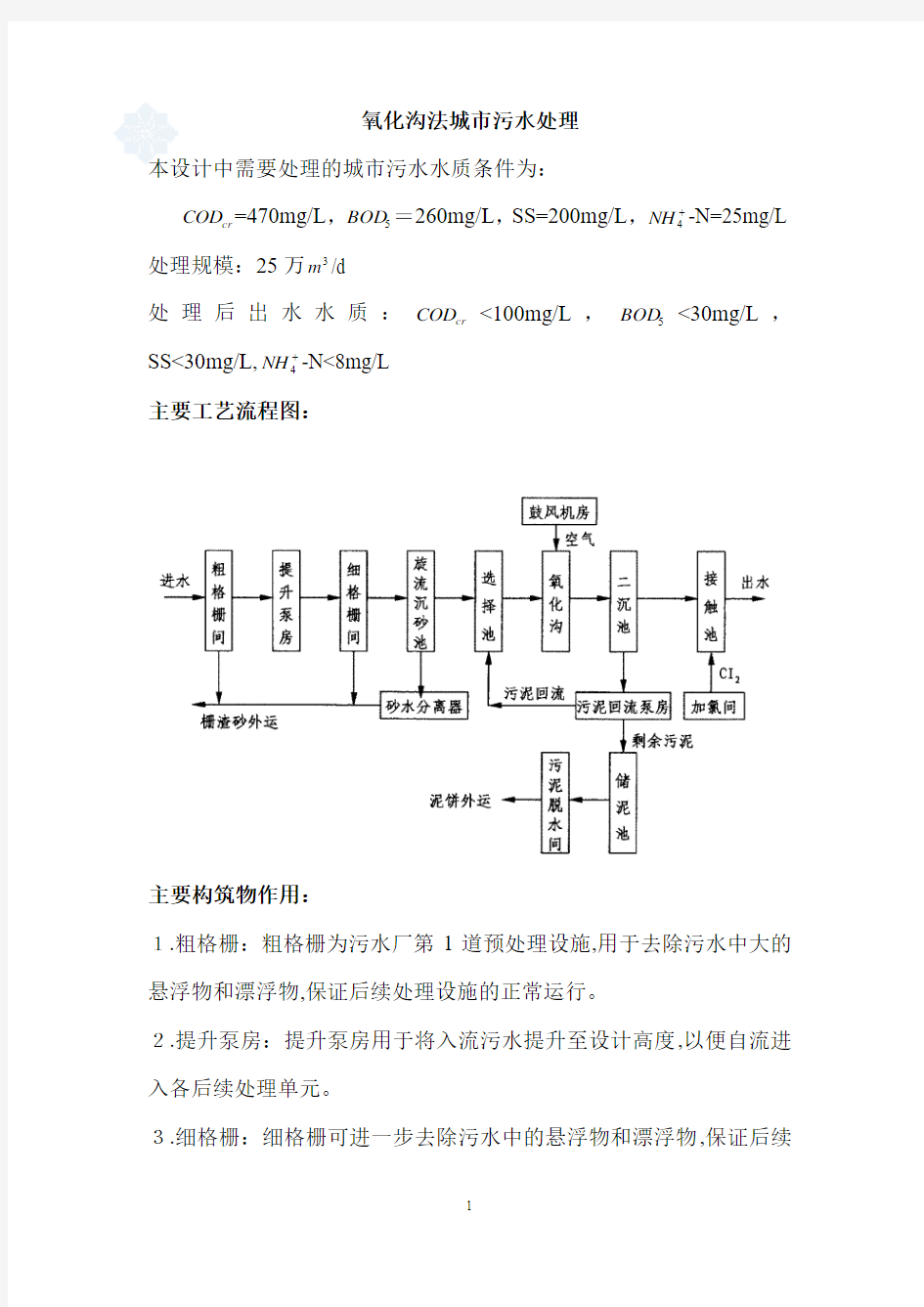 氧化沟法城市污水处理