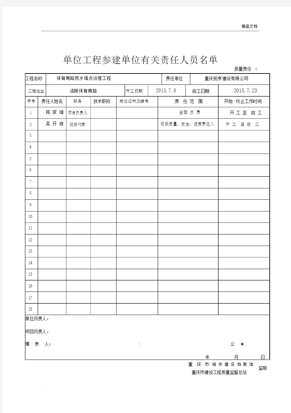 建设单位项目负责人质量责任书.doc