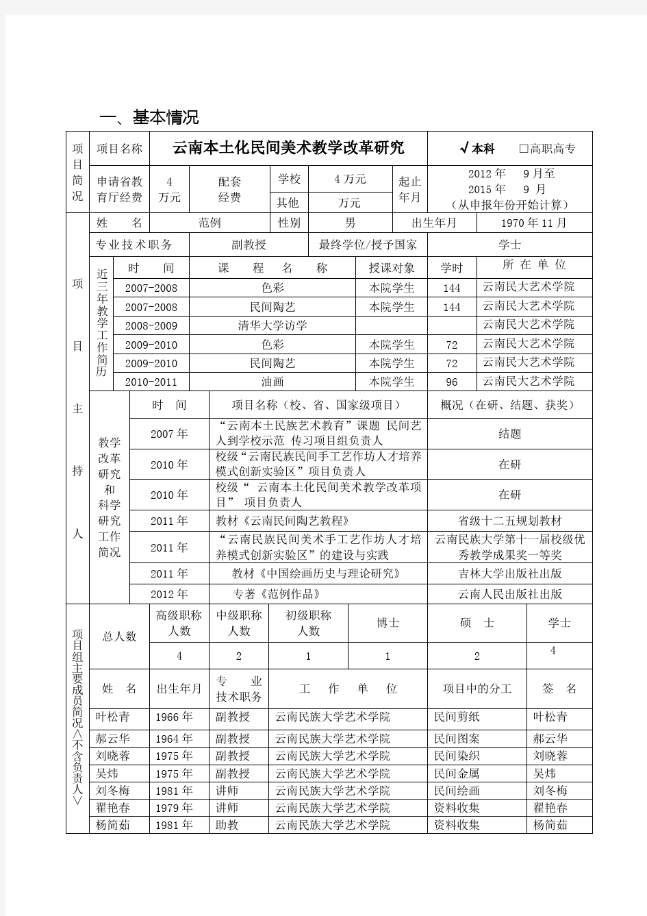 云南省高等学校教学改革研究项目