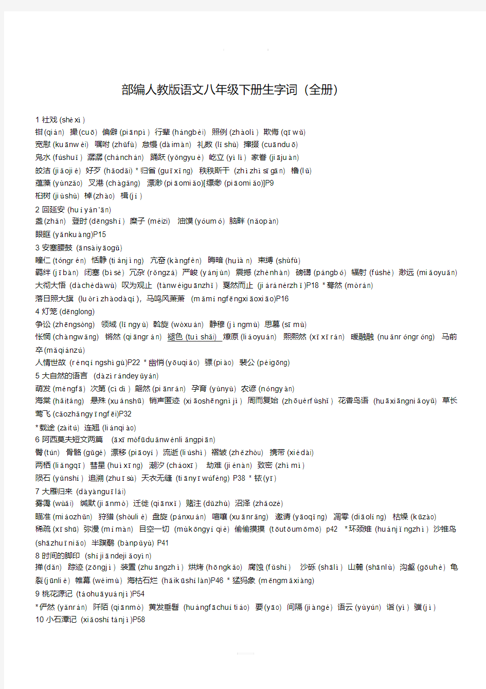 部编人教版语文八年级下册生字词(全册).pdf
