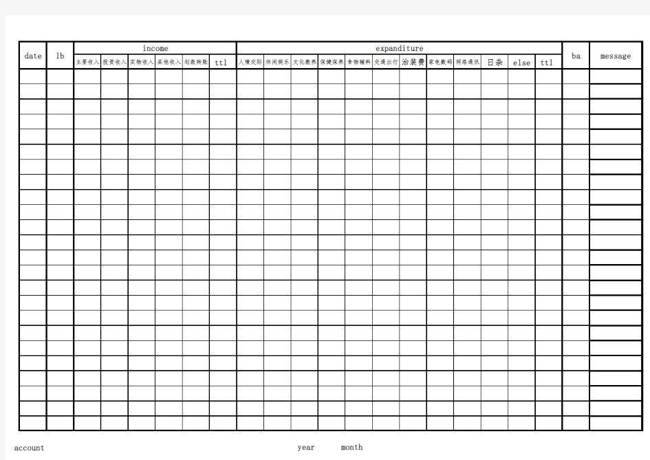 个人收支记录表