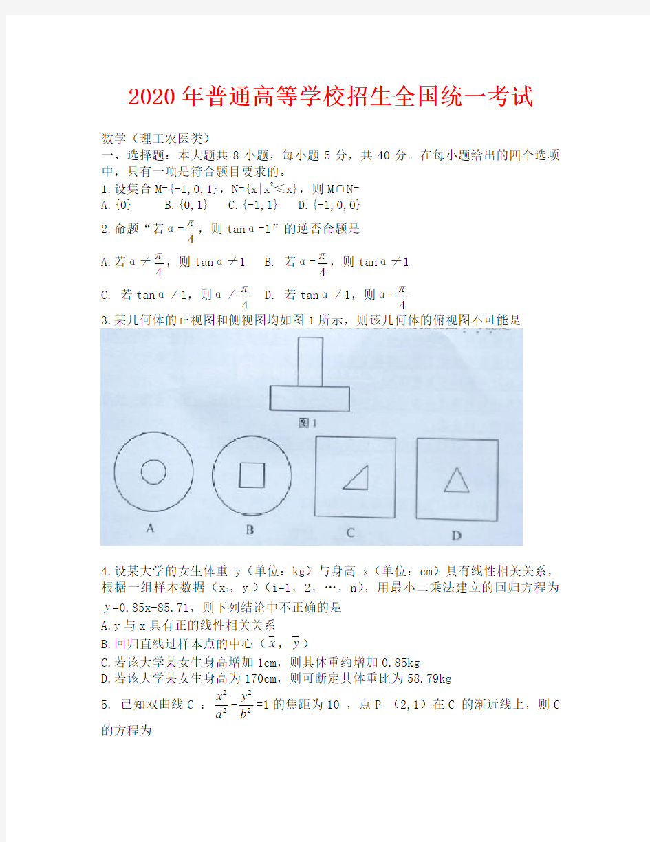 2020湖南省高考数学试题(理数)