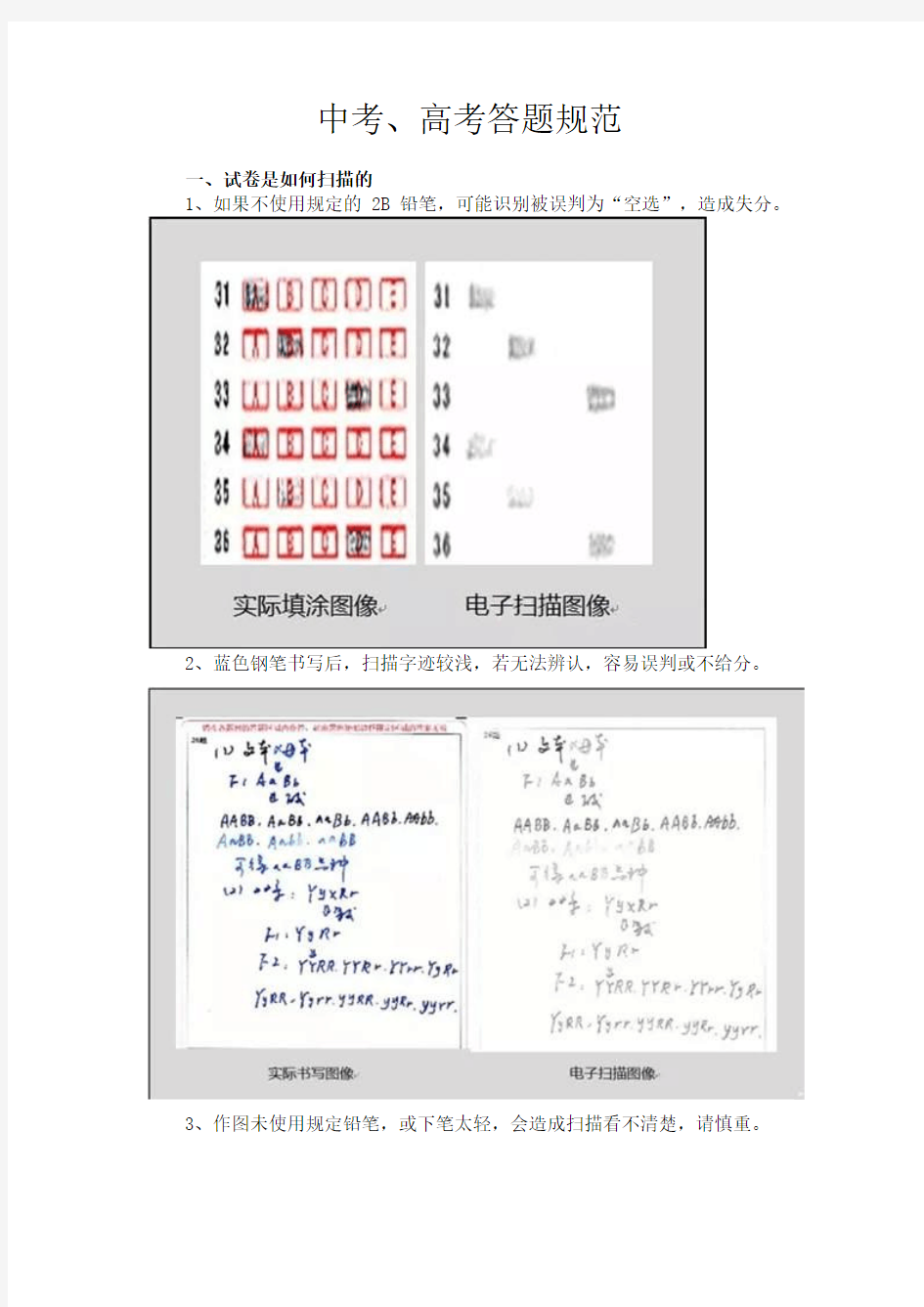 中考、高考答题规范大全