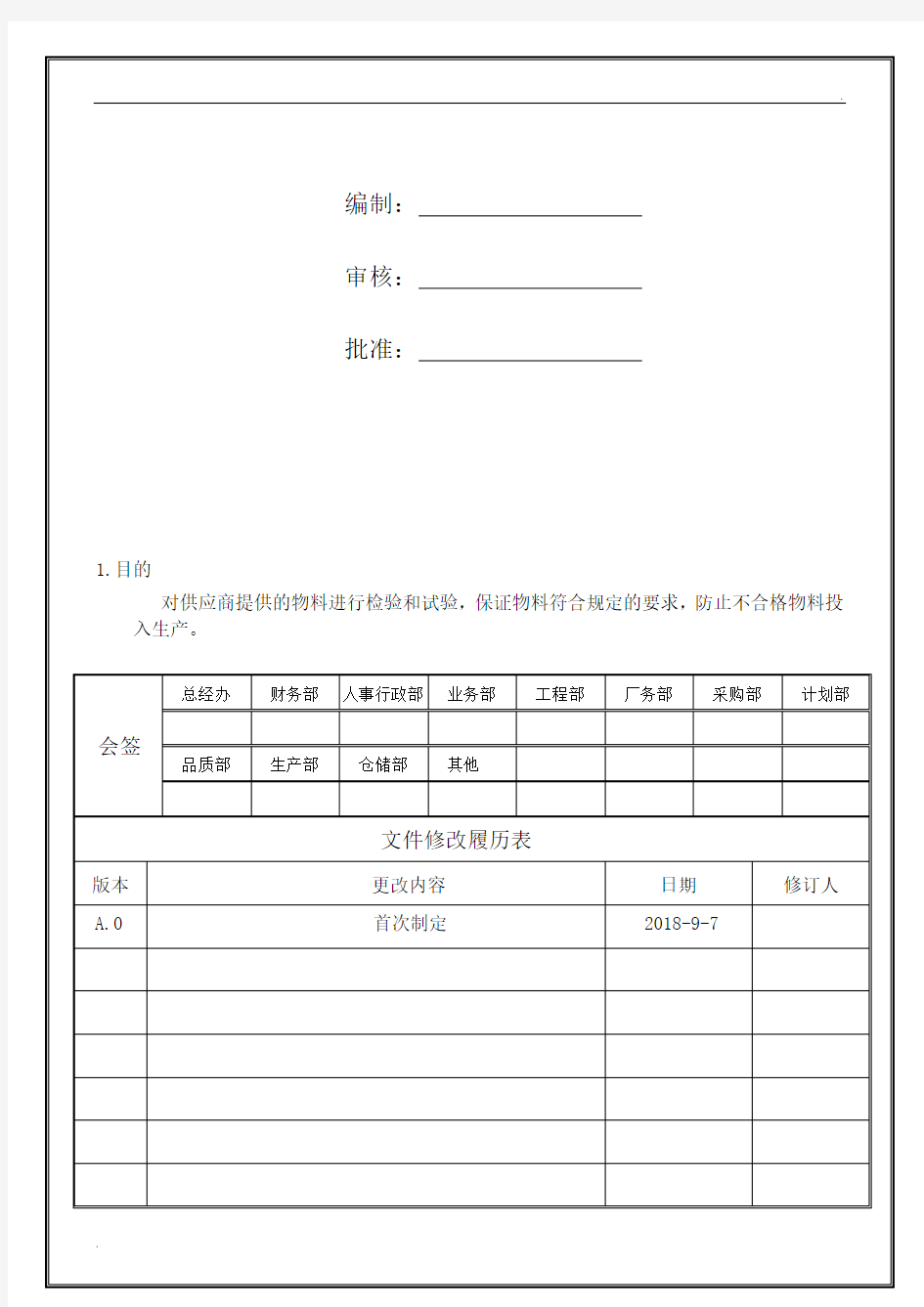 来料检验及异常处理管理规范(经典)