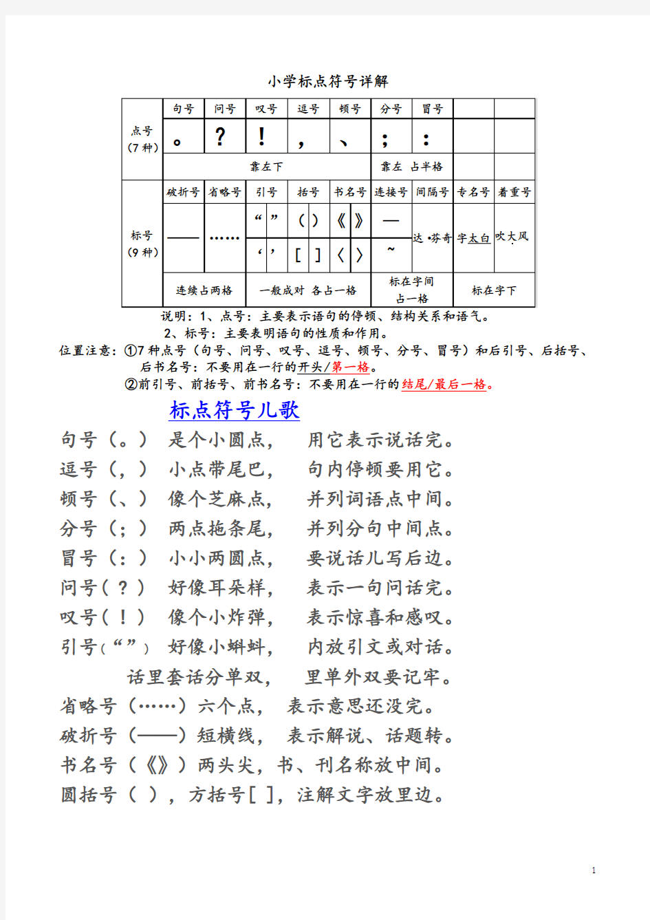 部编版三年级语文上册标点符号