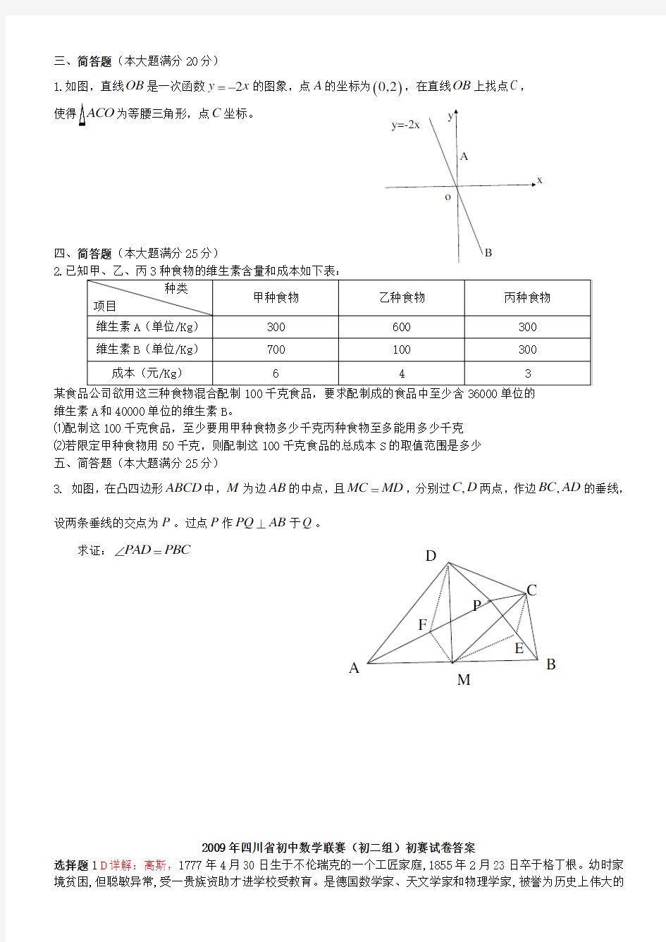 初二数学竞赛试题7套整理版(含答案)