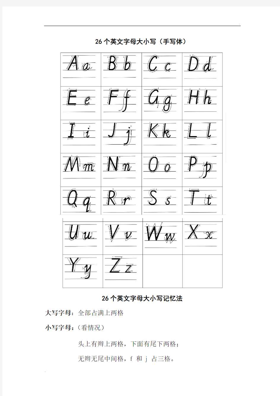 26个英文字母大小写(手写体) (2)