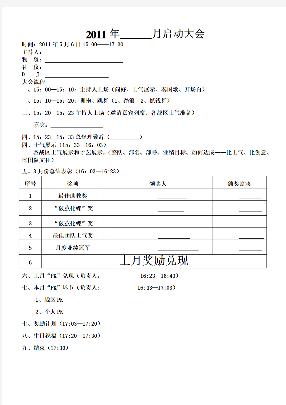 公司启动大会流程