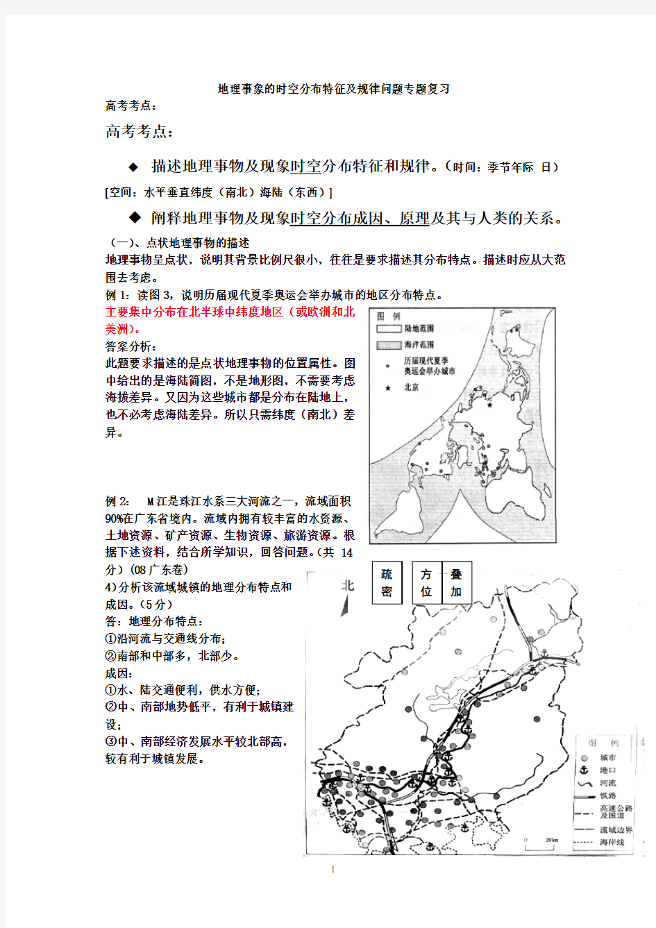 地理事象的时空分布特征及规律问题专题复习