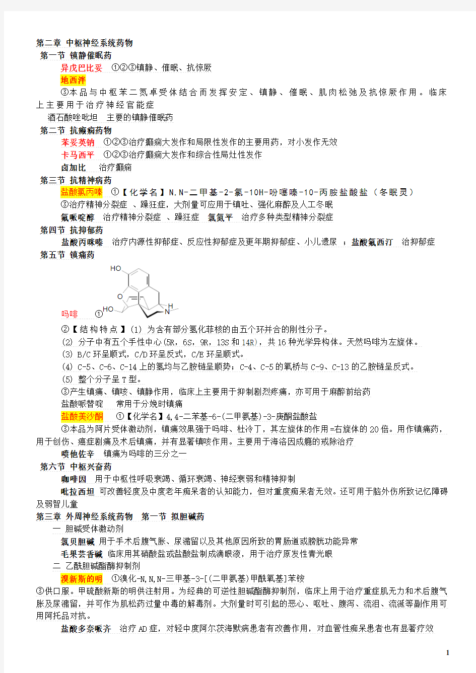 药物化学复习总结(药学类)