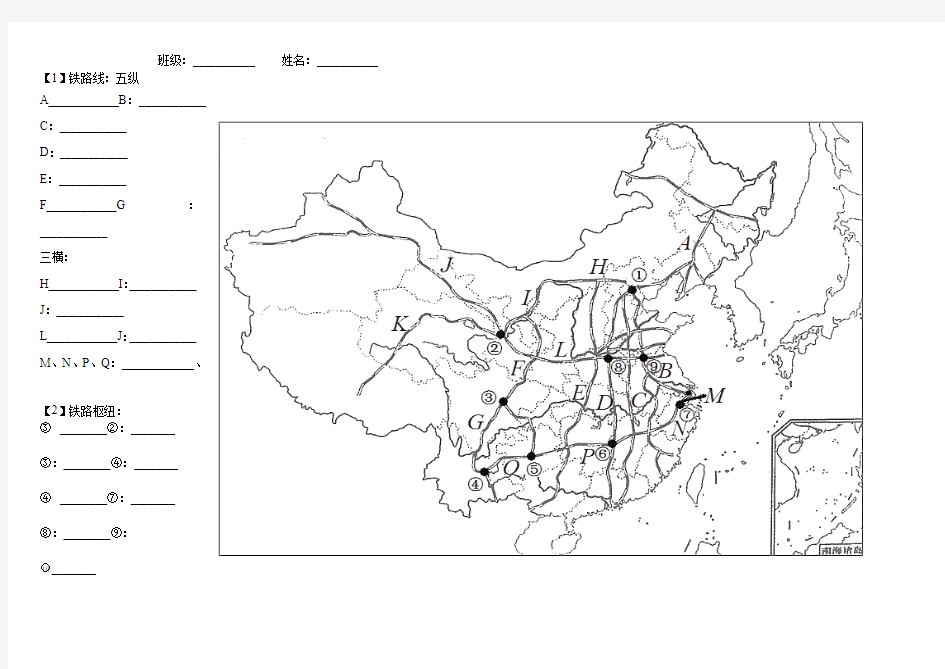 中国铁路线空白图