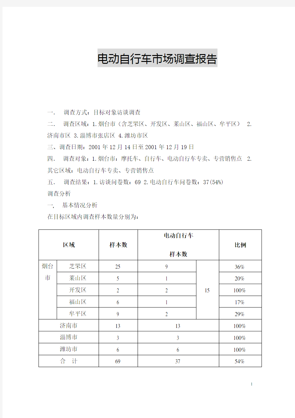 电动自行车市场调查报告