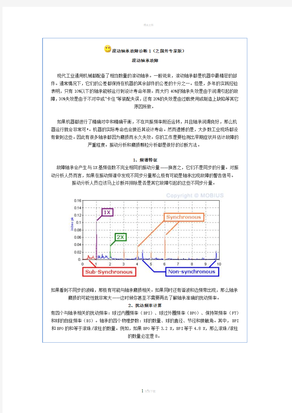 滚动轴承故障诊断频谱分析