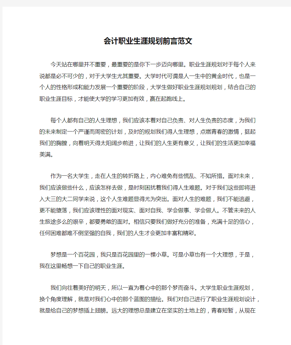 会计职业生涯规划前言范文