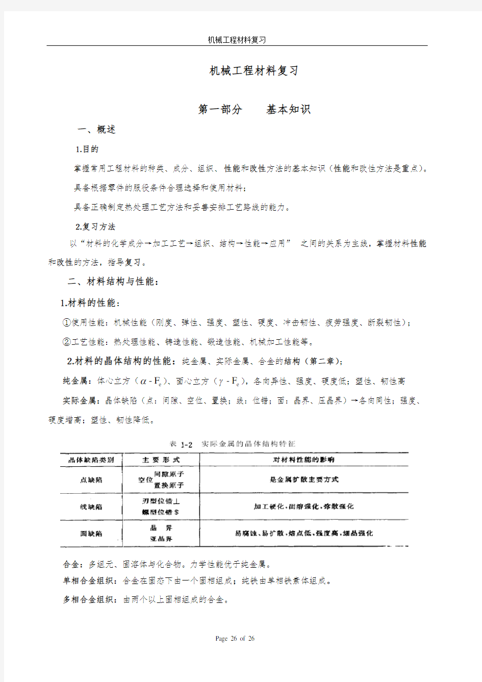 机械工程材料总复习资料全