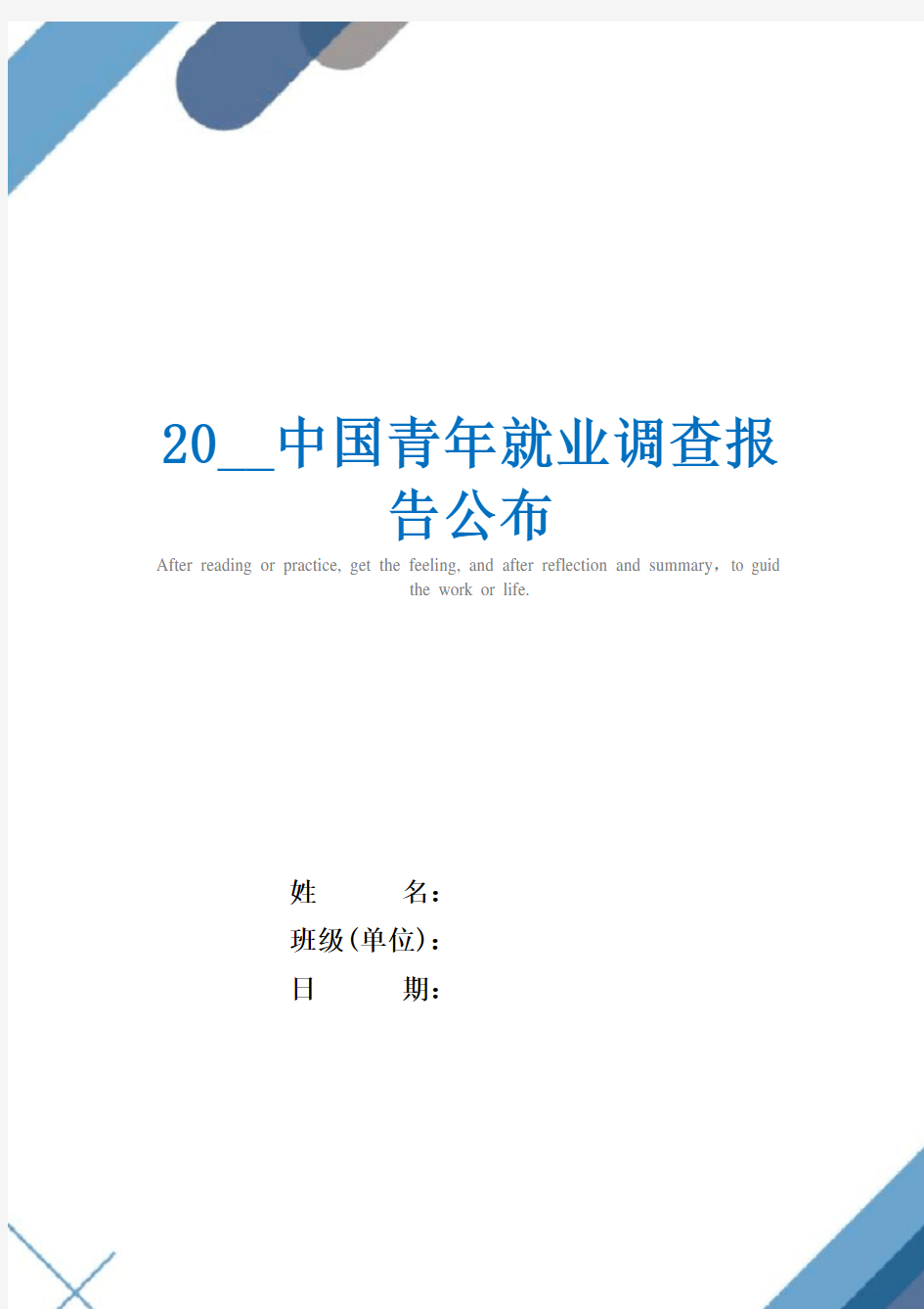 20__中国青年就业调查报告公布