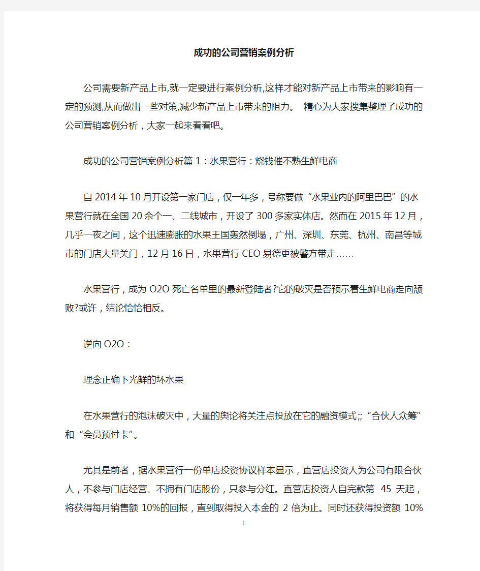 成功的公司营销案例分析