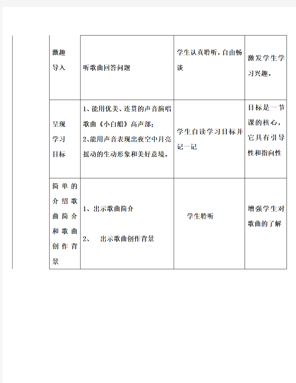 歌曲  小白船教学设计