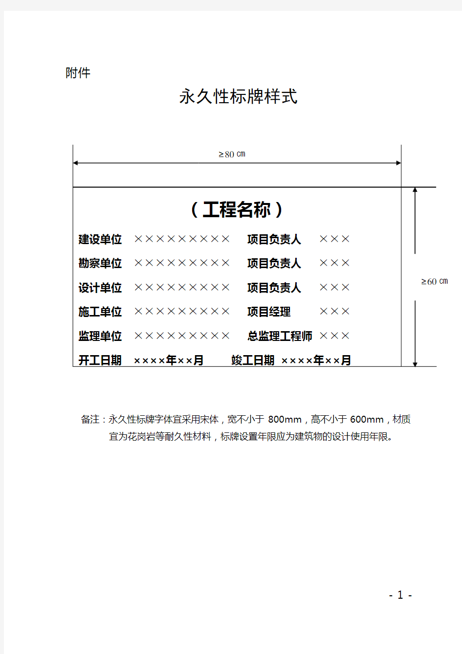 永久性标识牌