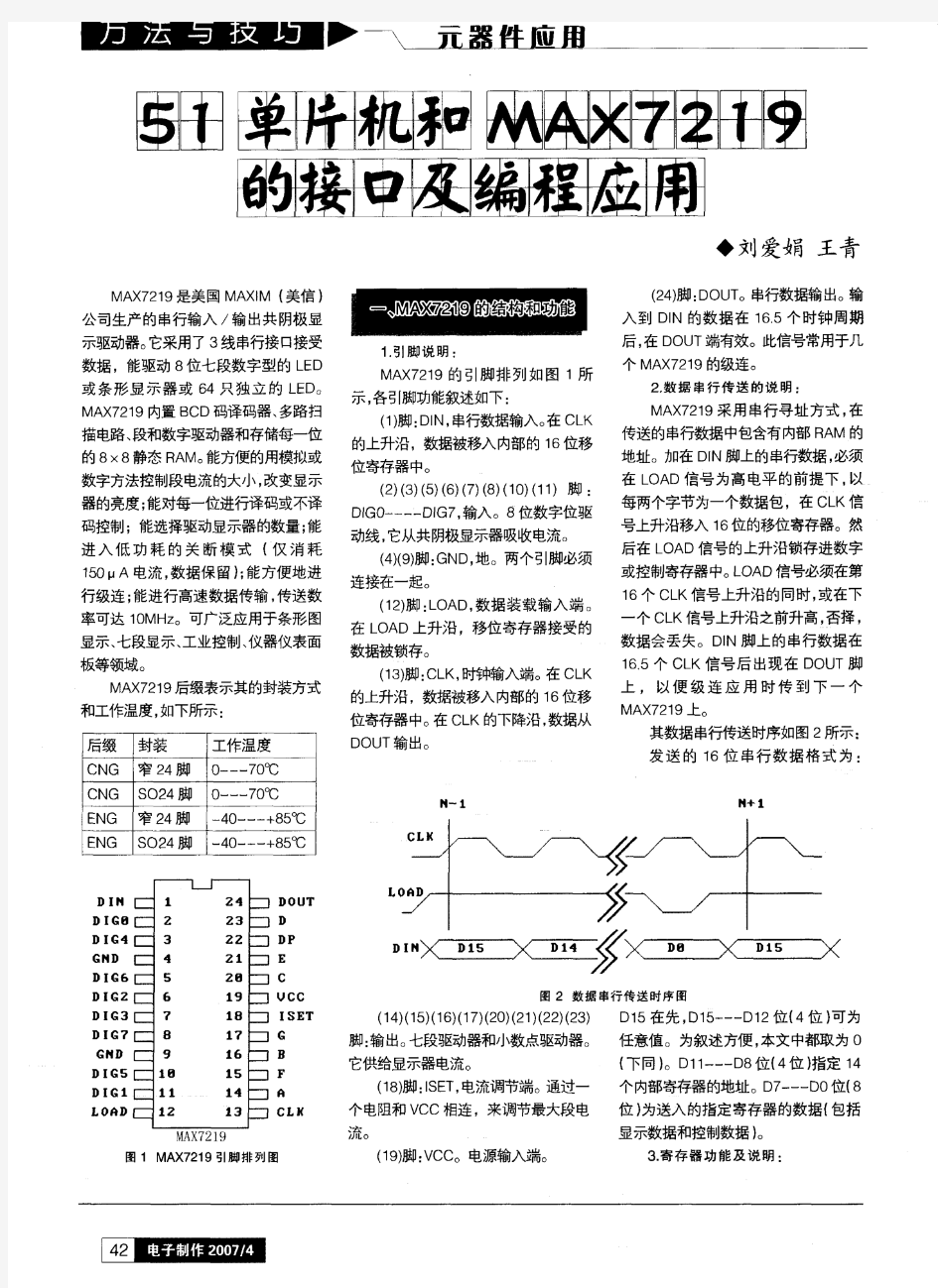 51单片机和MAX7219的接口及编程应用