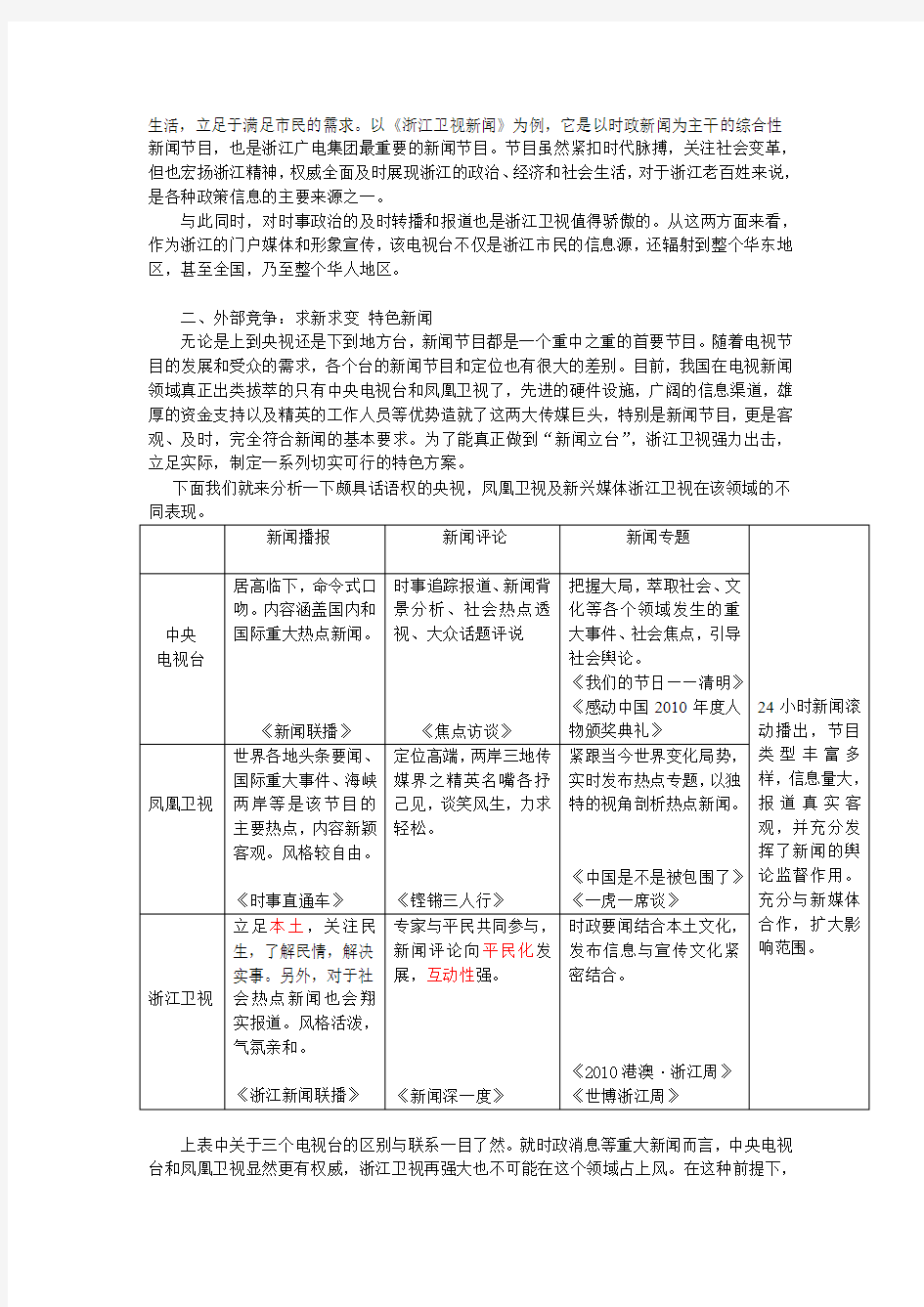 浙江卫视新闻类节目