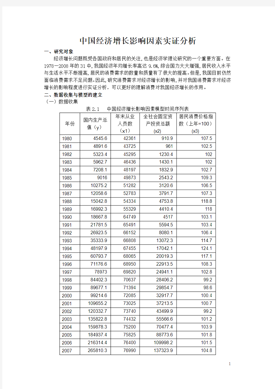 计量经济学案例分析 课程报告 论文