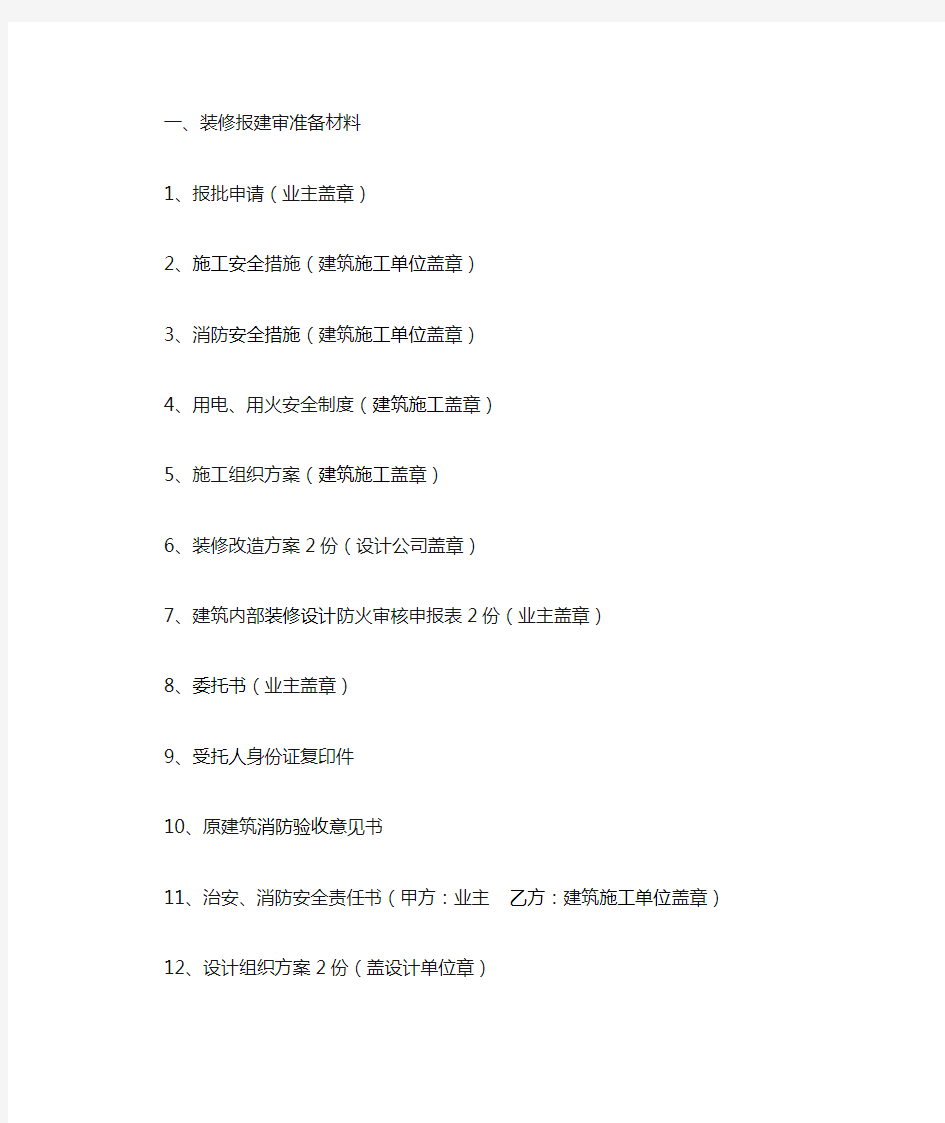 装饰工程消防验收材料