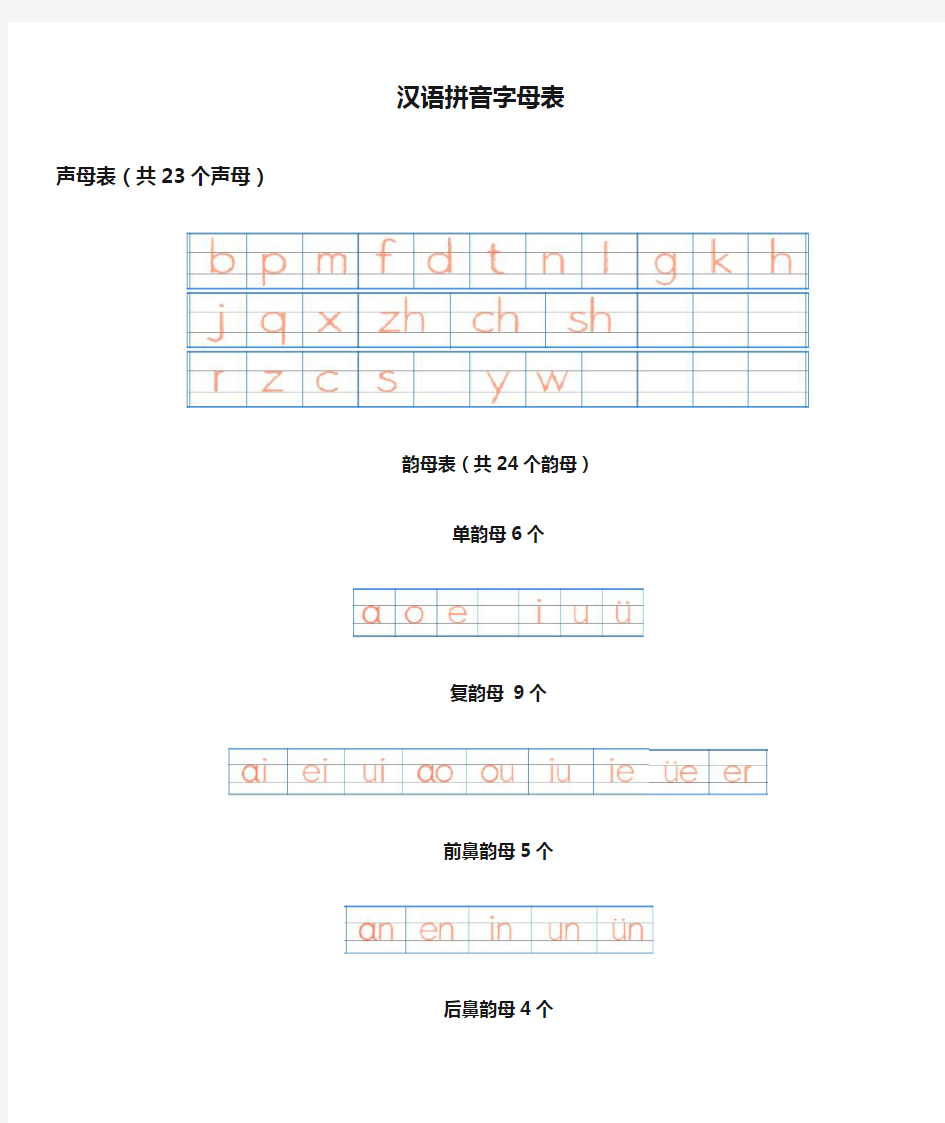 汉语拼音字母表(A4直接打印)