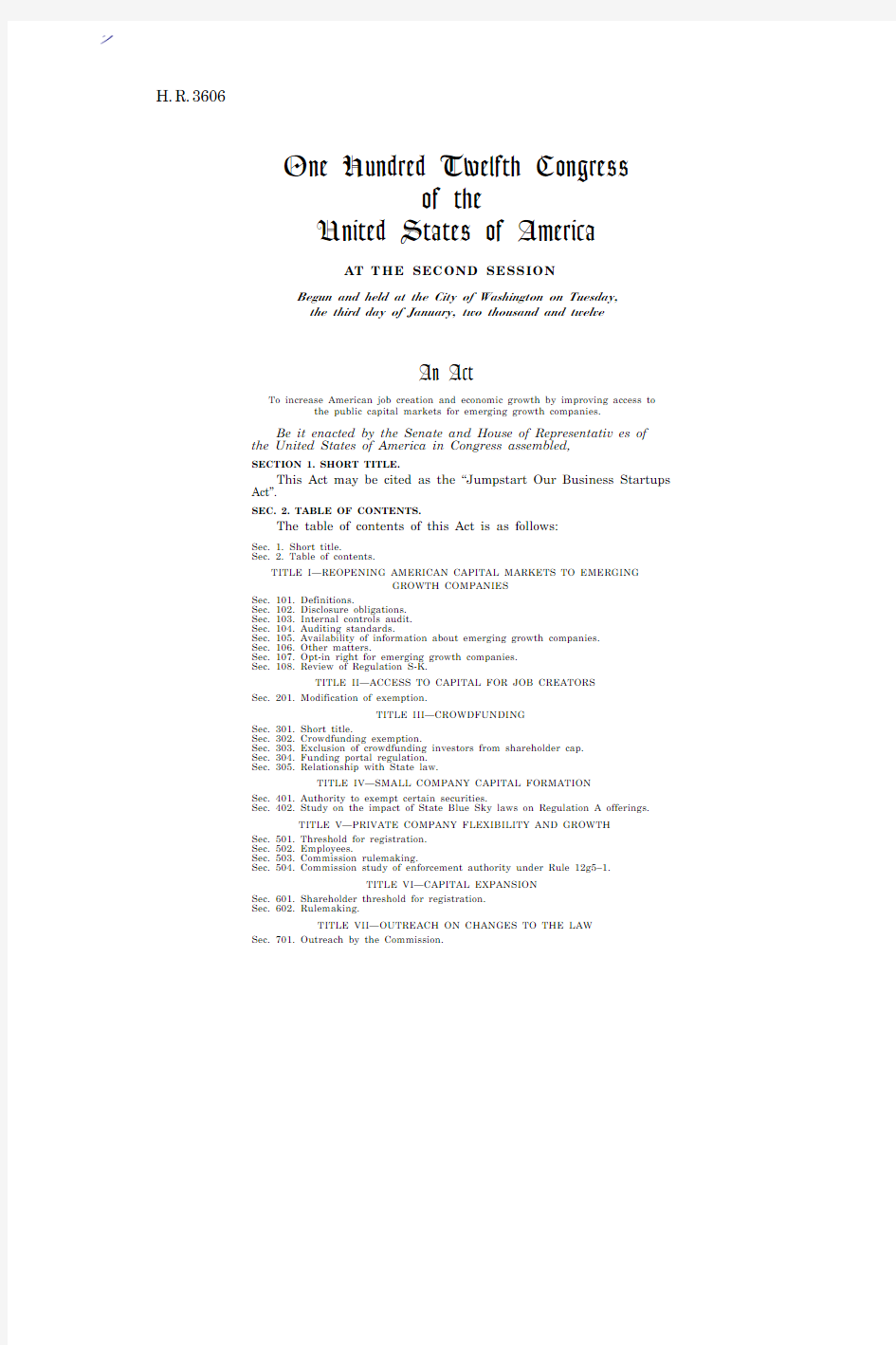 美国JOBS法案英文版本- V2 JOBS Act