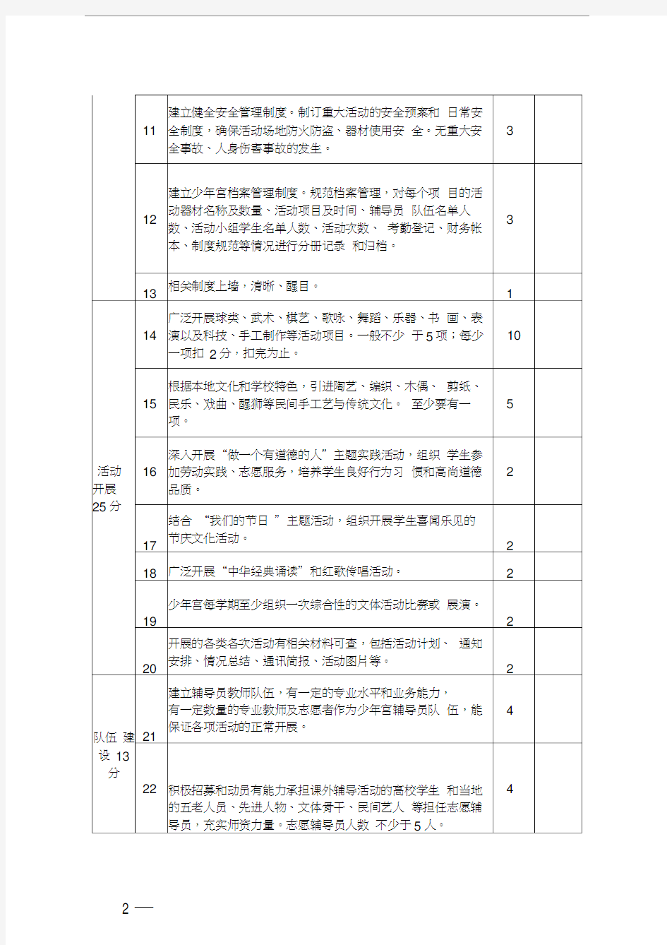 广东省乡村学校少年宫考核评估标准