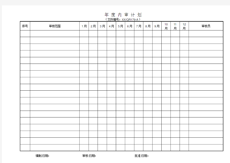 质量环境职业健康安全体系：年度内审计划