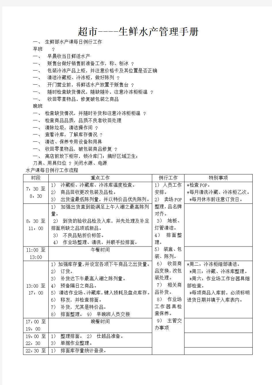 超市生鲜水产管理