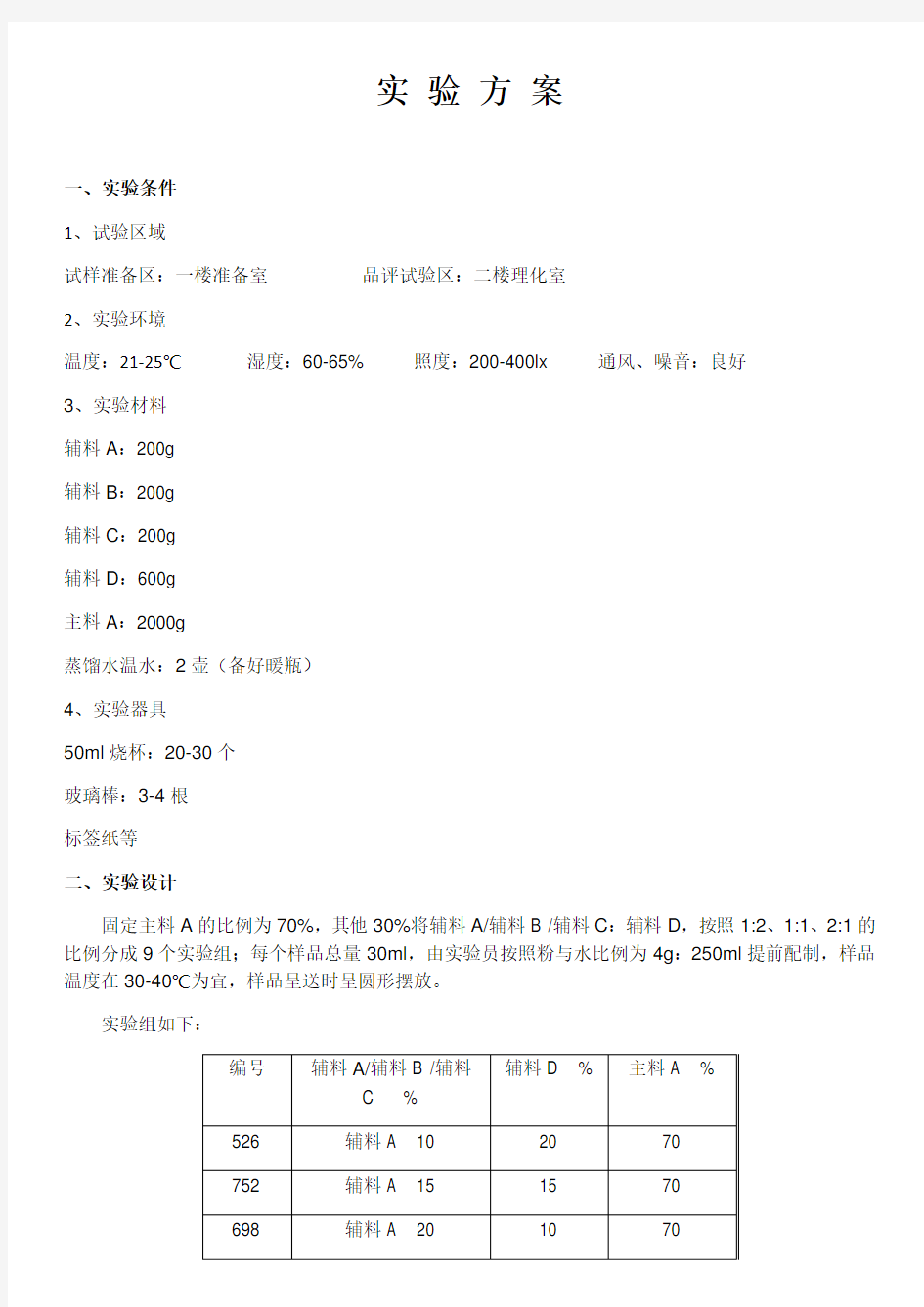 感官实验方案设计