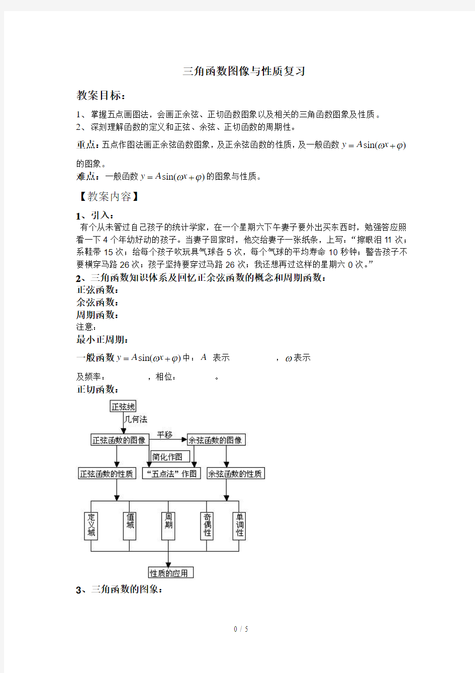 三角函数的图像与性质优秀教案