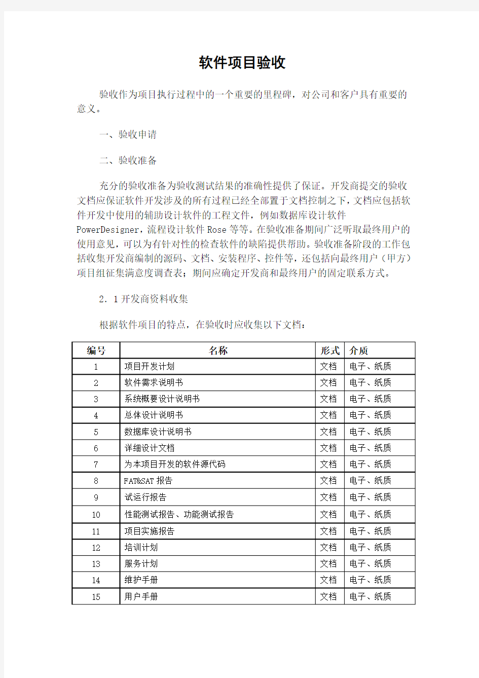 软件项目验收流程