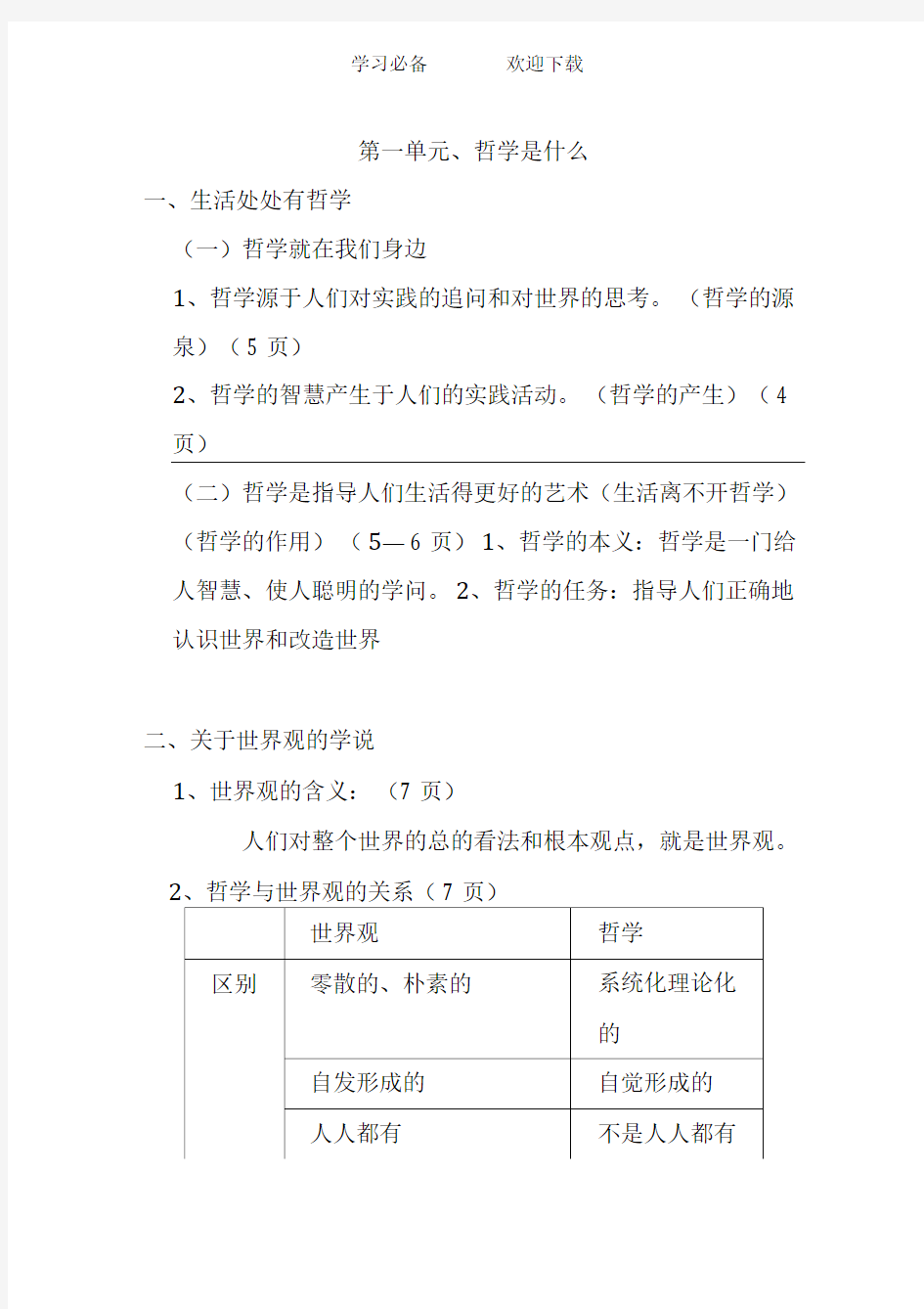 政治高考考纲中涉及的详细知识点