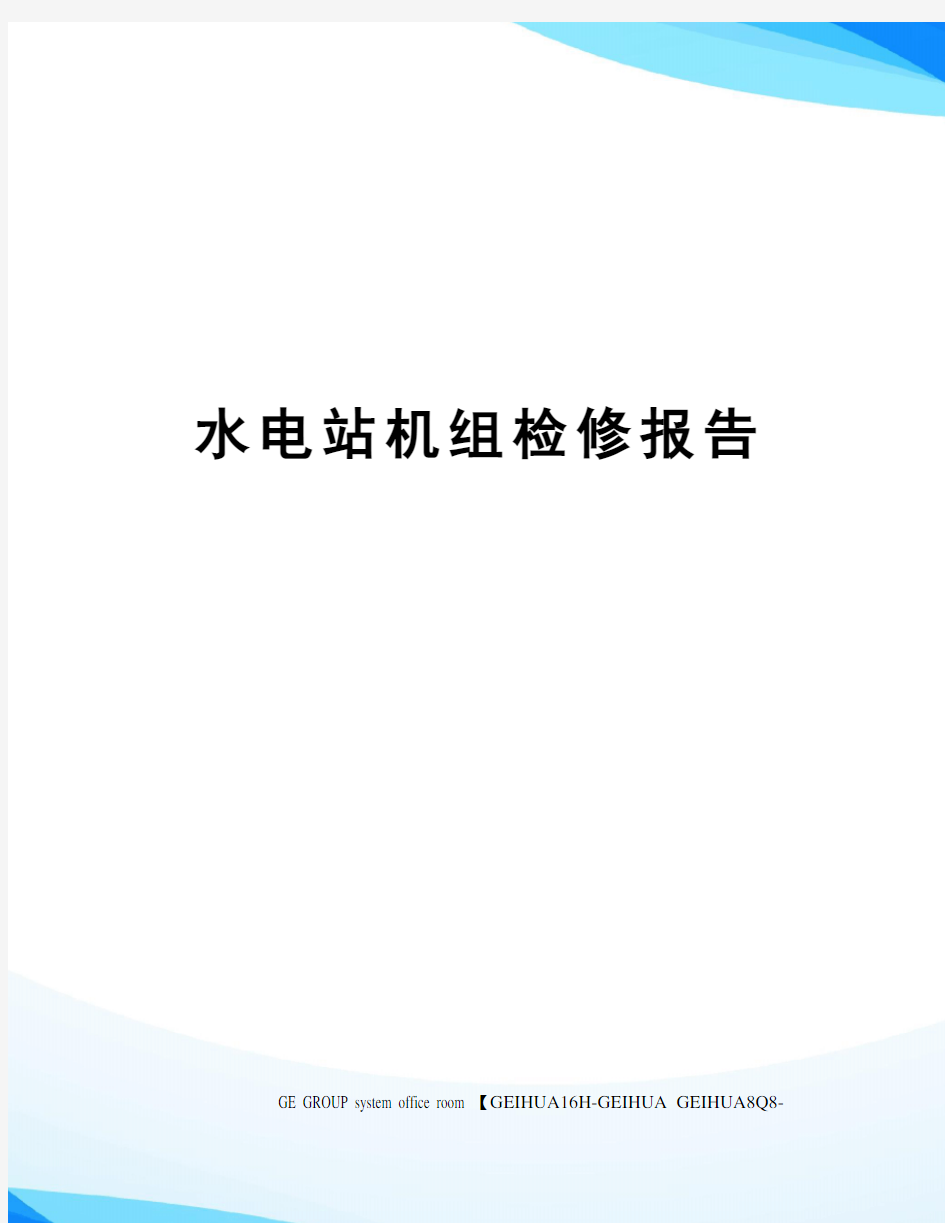 水电站机组检修报告精修订